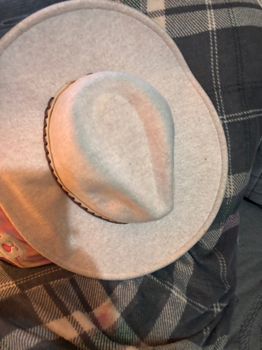 Classic women Felt Fedora Hat in Light beige cream colored